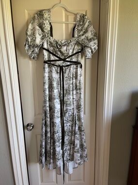 Antonio Melani x Nicola Bathie Hallie Green & White White Toile Dress Sz 4